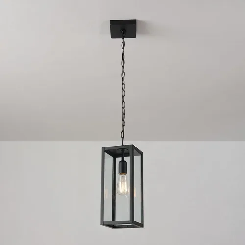 Miniatura 3 de Globe Electric 44773 Colgante de 1 luz para exteriores, negro mate, pantalla de vidrio transparente, enchufe base E26, isla de cocina, cafetería