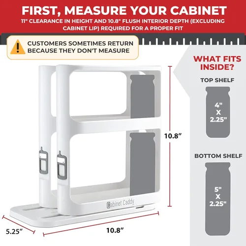 Miniatura 2 de Cabinet Caddy Organizador de Estante de Especias para Gabinete - Organizadores de Cocina Deslizantes y Giratorios y Almacenamiento - 2 Estantes