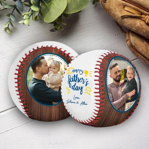 Miniatura 5 de Foto personalizada para el Día del Padre, con tus fotos y texto Béisbol Cumpleaños Día del Padre para papá, marido, abuelo Al mejor padre
