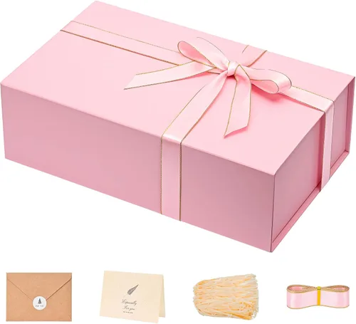 Miniatura 31 de LIFELUM Caja de regalo de 13.5 x 10 x 4 pulgadas, caja de regalo grande con tapas magnéticas, cajas de regalo negras para regalos de graduación