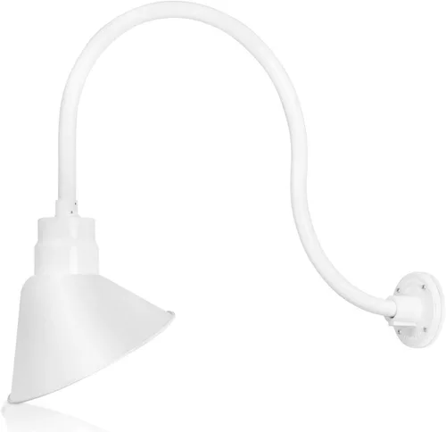 Miniatura 42 de Lámpara de señal de cuello de cisne con pantalla angular negra satinada de 10 pulgadas con brazo de extensión largo de 22 pulgadas, aplique de pared