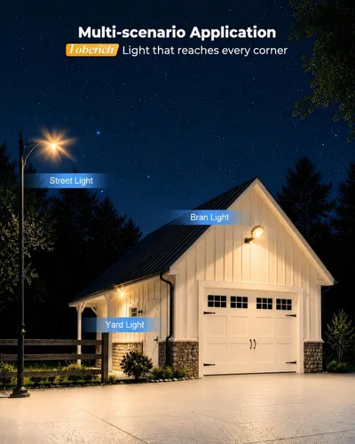 Miniatura 8 de toberich Luz LED de granero, 150 W, 20000 lúmenes, luces de área de patio, iluminación al aire libre del atardecer al amanecer, con fotocélula