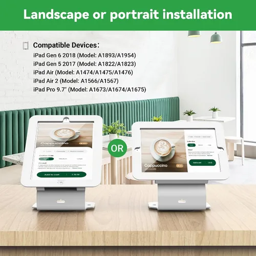 Miniatura 3 de Kiosk POS - Soporte para tablet compatible con iPad Air 1, Air 2, Pro 9.7, 5ª, 6ª, soporte para tableta de escritorio de negocios con base giratoria
