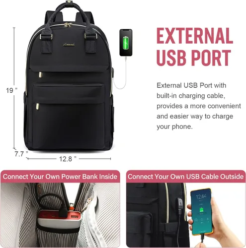 Miniatura 5 de LOVEVOOK - Mochila de computadora portátil para mujeres y niñas, mochila de 15.6 pulgadas impermeable para estudiantes, mochila escolar linda, bolsa