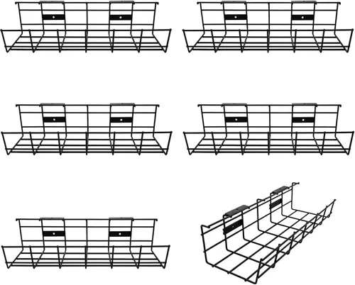 Miniatura 10 de Under Desk Cable Management- 1 Pack Cord Organizer. Metal Wire Cable Management Tray for Office, Studio and Home. Super Sturdy Under Table Cable