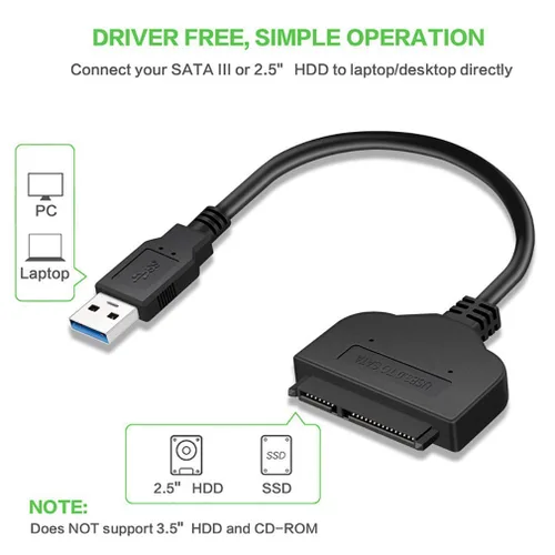 Miniatura 2 de Cable adaptador SATA a USB 3.0 para disco duro SATA III de 2.5", convertidor para SSD/HDD de 2.5" (no compatible con disco duro de 3.5")