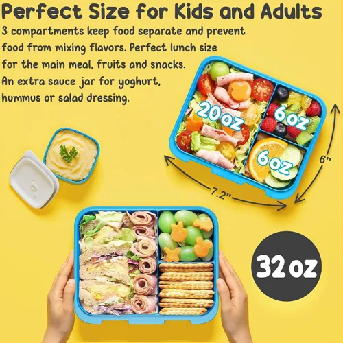 Miniatura 7 de Fimibuke Lonchera Bento de 32 onzas para niños con termo de 12 onzas, bolsa de almuerzo aislada y bolsa de hielo, contenedor de comida de 3