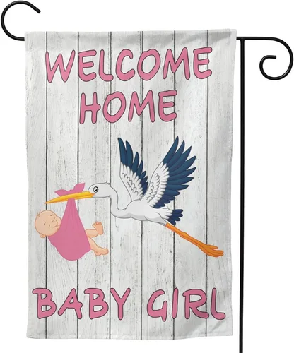 Miniatura 9 de Bandera de bienvenida para el jardín del bebé, cigüeña, baby shower, fiesta familiar, recién nacido, bandera de revelación de género, letrero