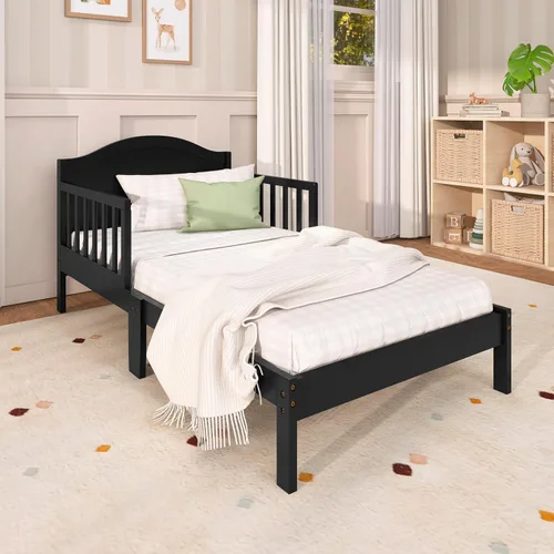 Miniatura 2 de Dream On Me Sydney - Cama para niños pequeños, color negro, con certificado Greenguard Gold y JPMA, diseño bajo, acabados no tóxicos, rieles