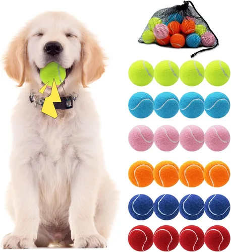 Swingers Pelotas de tenis chirriantes para perro, pelotas de tenis de entrenamiento de 2.5 pulgadas, pelota de ejercicio para mascotas y perros con