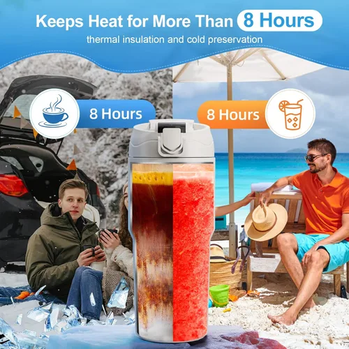 Miniatura 3 de Kawu Licuadora personal, licuadora portátil de acero inoxidable de 27 onzas para batidos y batidos, botella agitadora eléctrica con 10 cuchillas