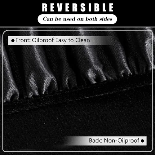 Miniatura 2 de ManMengJi Paquete de 2 manteles redondos ajustables color negro con bordes elásticos, impermeable, resistente a las manchas, para uso en exteriores