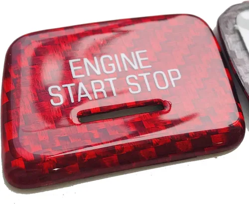 Miniatura 9 de Cubierta de fibra de carbono roja real para el botón de arranque con orificio de luz, compatible con Chevrolet Corvette C7 2014 2015 2016 2017 2018