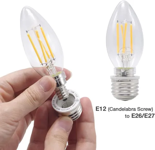 Miniatura 3 de YiLighting Proveedor (adaptador E26/E27 a E12) E26 Base de tornillo mediano a adaptador de enchufe de candelabro E12 reductor convertidor (2 piezas)