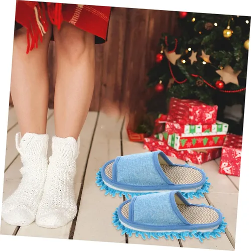 Miniatura 5 de Zapatillas de limpieza de pisos de microfibra, zapatos lavables para limpiar el polvo, zapatos de trapeador desmontables para limpieza de pisos