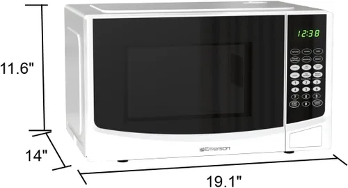Miniatura 4 de Emerson Horno microondas compacto de 0.9 pies cúbicos con control táctil, pantalla LED, 900 W, 6 menús automáticos con plato giratorio de vidrio