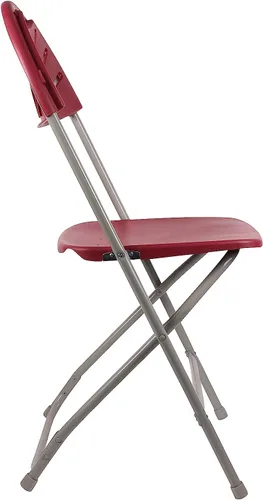 Miniatura 3 de BTEXPERT Juego de 5 piezas de mesas de cartas plegables y sillas portátiles, mesa de 34" cuadrada de plástico blanco granito, 4 sillas rojas