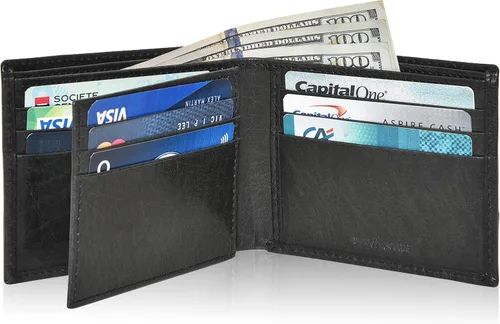 Miniatura 56 de Carteras plegables de cuero RFID hechas a mano para hombres en varios colores que ofrecen 9 tarjetas y 1 ranuras para identificación