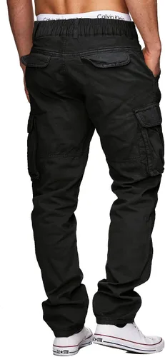Miniatura 2 de AIFARLD Pantalones cargo para hombre, con múltiples bolsillos, pantalones de trabajo, de algodón, elásticos, cintura elástica, ajuste relajado