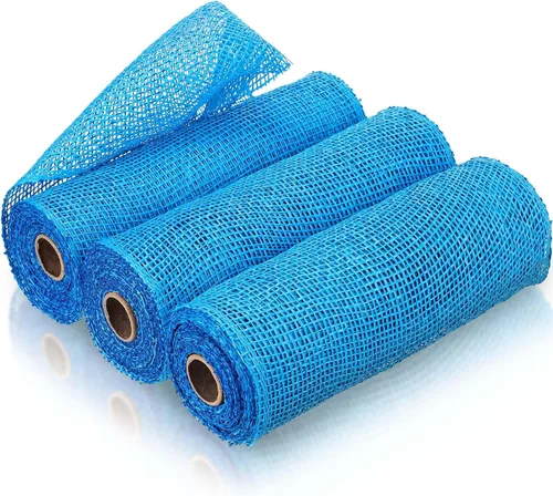 Miniatura 7 de 3 rollos de malla decorativa de arpillera de poli de 10 pulgadas de ancho, rollos de cinta de malla decorativa de poli para envolver