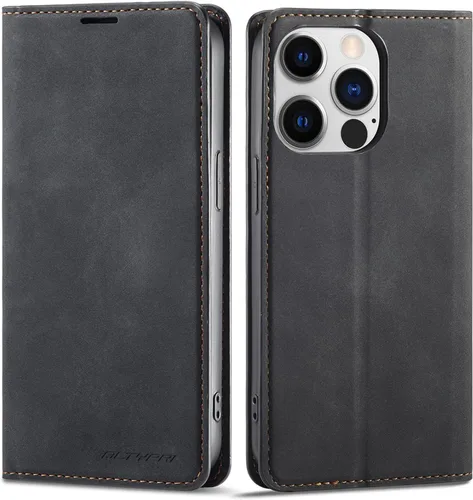 Miniatura 13 de QLTYPRI Funda para iPhone Air, Funda de piel sintética premium TPU parachoques con tarjetero Kickstand adsorción magnética oculta a prueba de golpes