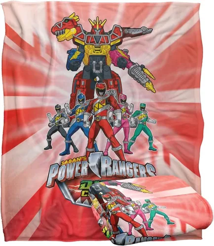 Power Rangers Dino Ranger - Manta con licencia oficial de tacto sedoso, súper suave, 50 x 60 pulgadas