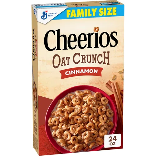 Miniatura 9 de Cheerios Oat Crunch Cinnamon Cereal de Desayuno, Hecho con Grano Entero, Tamaño Grande, 18.2 oz