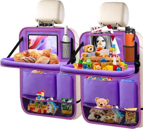 Miniatura 11 de Organizador de asiento trasero de automóvil, paquete de 2 organizadores de asiento trasero de automóvil con soporte para tableta de 11 pulgadas, 10