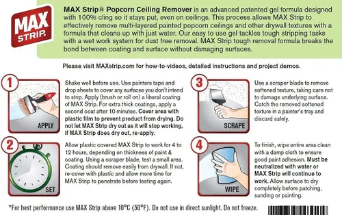 Miniatura 9 de Max Strip Removedor de techo de palomitas de maíz pintado de fuerza profesional, 1 galón, sin cloruro de metileno, sin NMP, potente fórmula de gel