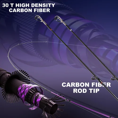 Miniatura 2 de Sougayilang Combo de caña de pescar y carrete, combo Baitcaster, caña de pescar de carbono de 5.9 pies/6.9 pies, carrete de carrete de aluminio A
