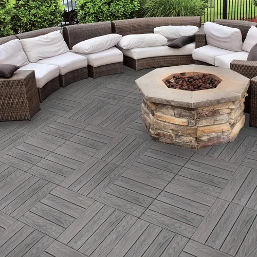 Miniatura 8 de SunnyRoyal Dect Tiles - Azulejos de madera maciza de teca maciza y fácil de instalar, azulejos entrelazados para patio en gris, paquete de 1