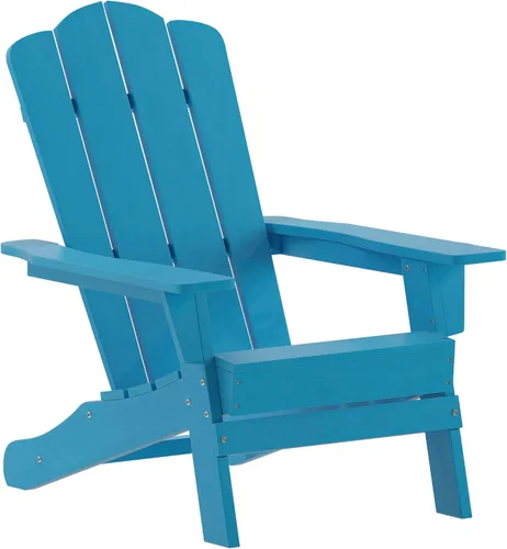 Miniatura 13 de Flash Furniture Newport Adirondack - Silla Adirondack con soporte para tazas, silla Adirondack de poliresina resistente a la intemperie, color azul