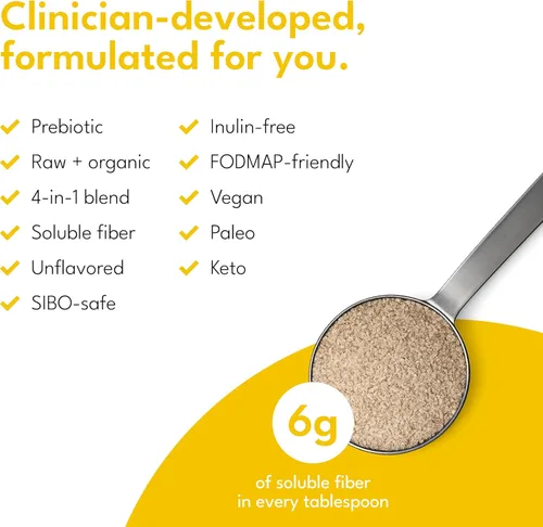 Miniatura 4 de Suplemento de fibra soluble orgánica reafirmante para la salud digestiva intestinal, control de la diarrea y alivio del SII, polvo prebiótico vegano