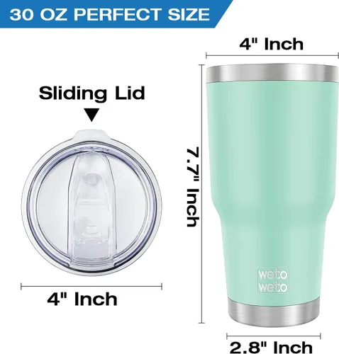 Miniatura 3 de WETOWETO - Vaso de 30oz, taza de viaje con aislamiento al vacío de acero inoxidable, taza de café y agua con recubrimiento en polvo de doble pared