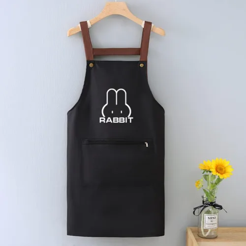 Miniatura 7 de Delantal de cocina para mujer con bolsillos grandes, delantal impermeable de manga larga para cocinar, hornear, limpiar el trabajo Negro
