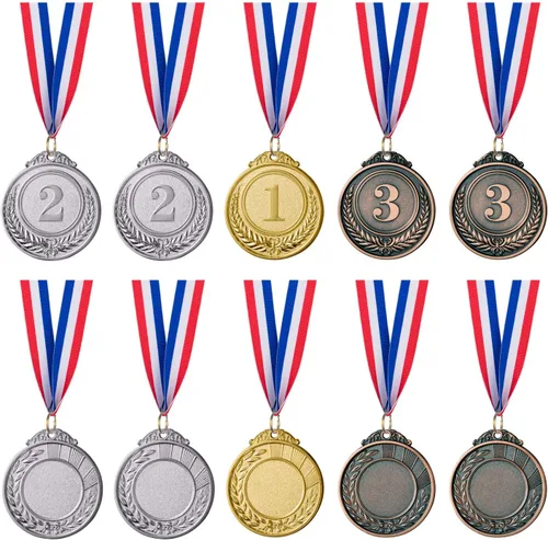 Miniatura 3 de favide 96 medallas de oro y plata de bronce, medallas ganadoras de premios de oro y plata para competiciones, fiestas, estilo olímpico, 2 pulgadas