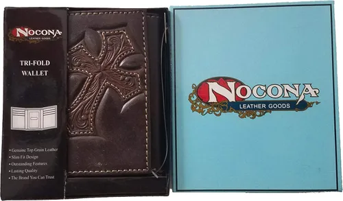 Miniatura 4 de Cartera de piel con diseño de cruz Nocona de manos rezando