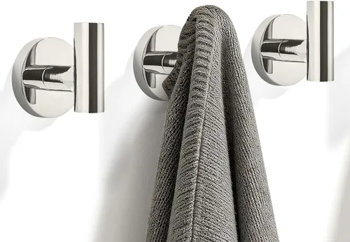 Miniatura 10 de TUNNY Paquete de 3 ganchos redondos para toallas de baño, color dorado champán para batas y abrigos para baño y dormitorio