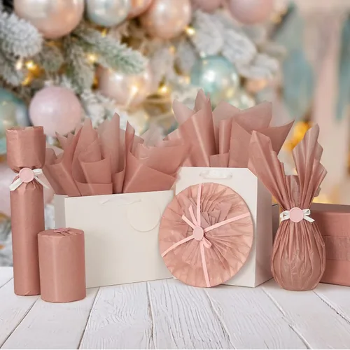 Miniatura 2 de UNIQOOO 100 hojas de papel de seda metálico de oro rosa de 20 x 14, papel de regalo premium a granel, ideal para bolsas de regalo, accesorio