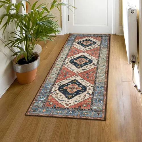 Miniatura 8 de Beeiva Alfombra bohemia lavable de 2 x 3 pulgadas, tapete ultra fino para puerta de entrada interior, tapete antideslizante para puerta delantera