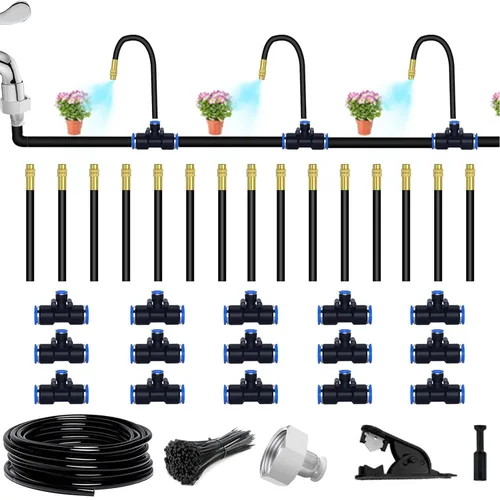 Kit de riego por goteo de 49.21 pies, sistema automático de riego por goteo, sistema de riego de jardín flexible de 360°, sistema de riego de jardín