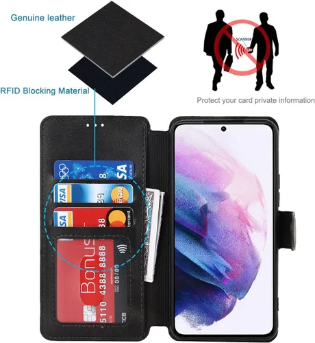 Miniatura 3 de QLTYPRI Para Samsung Galaxy A14 Case Premium PU Leather Simple Wallet Case [Ranuras para tarjetas] [Soporte manos libres] [Cierre magnético] Funda