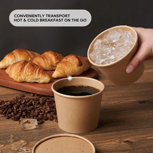 Miniatura 3 de JOLLY PARTY 50 paquetes de envases de sopa de papel de 8 onzas con tapas, tazas de papel desechables para comida, tazas de helado, almacenamiento
