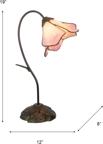 Miniatura 3 de Dale Tiffany TT101307 - Lámpara de mesa Poelking, bronce chocolate y pantalla de cristal artístico, 10 x 10 x 21 pulgadas