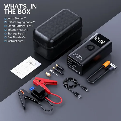 Miniatura 8 de Arrancador con compresor de aire, LERTIN 3500 A 150 PSI paquete de batería portátil para automóvil, para hasta 9.0 L gasolina/8.0 L motor diésel