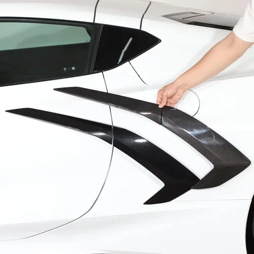Miniatura 3 de Cubierta de salida de aire exterior de fibra de carbono 100% real para Chevrolet Corvette C8 2020-2023, accesorios de ventilación lateral