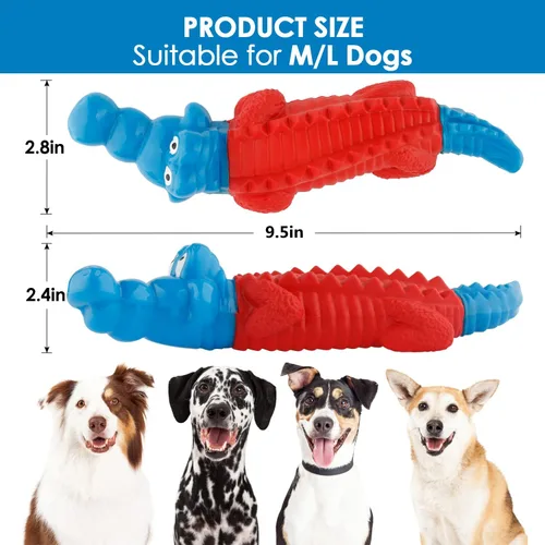 Miniatura 7 de petizer Juguetes masticables para perros que no chirrian para masticadores agresivos, juguete resistente de nailon y goma para perros con sabor a