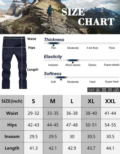 Miniatura 6 de WENRONSTA Pantalones cargo de senderismo para hombre, de secado rápido, ligeros, impermeables, 6 bolsillos, para exteriores, montaña, pesca