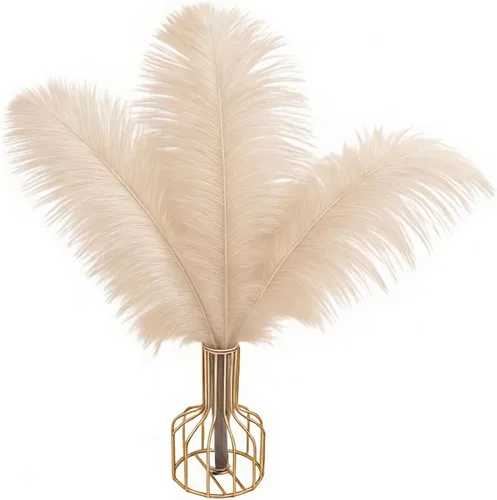 10pcs Natural Ostrich Feather Craft 12-14inch(30-35cm) Plume for Wedding Centerpieces Home Decoration DIY(Champagne, 10Pcs 12-14inch)