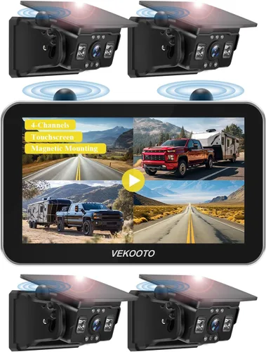 Miniatura 9 de VEKOOTO VK7 Pro - Cámara magnética solar inalámbrica de respaldo, monitor de pantalla táctil IPS de 7 pulgadas, HD1080P, sin cableado, sistema